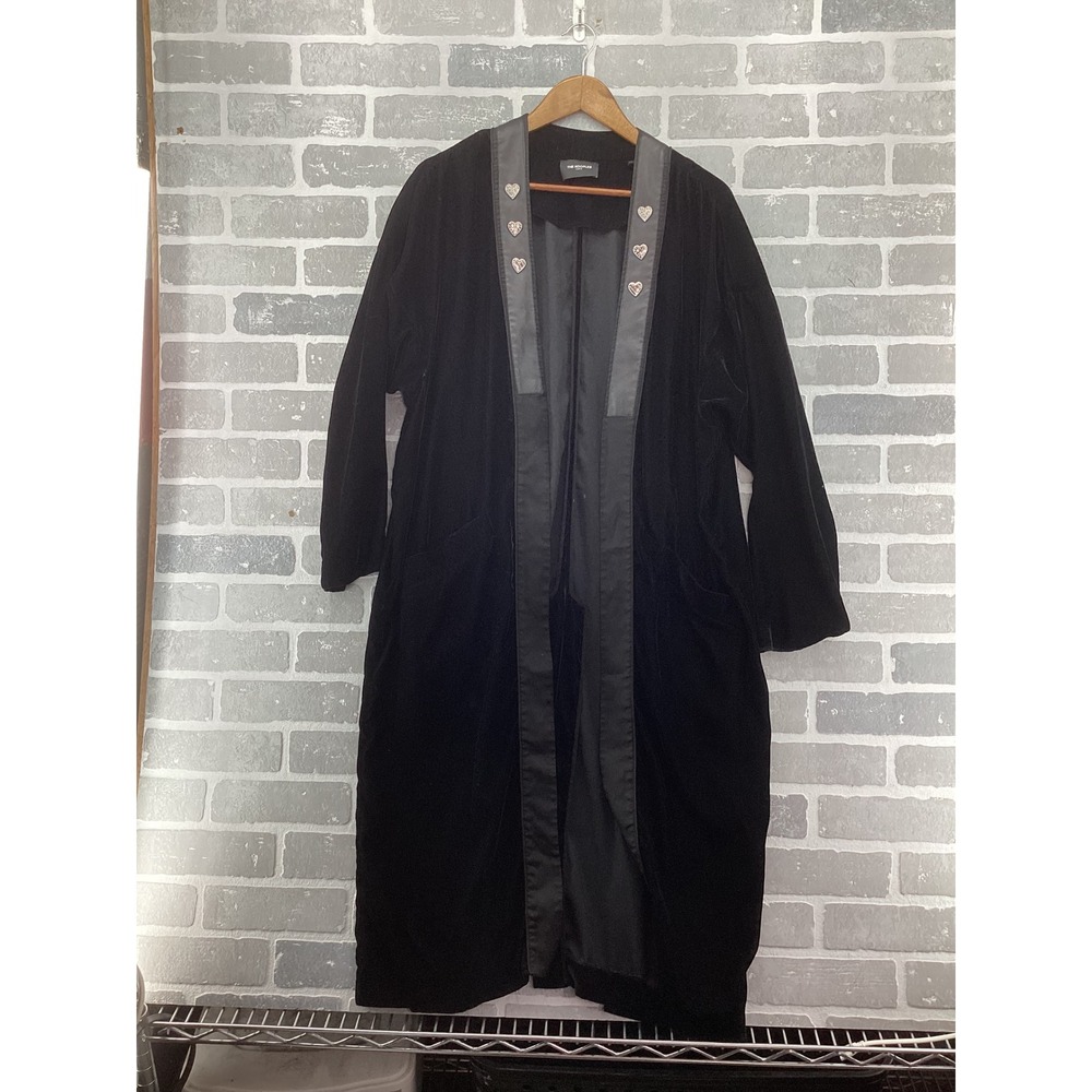 The Kooples Paris Black Velvet Heart Studded Kimono Duster Coat FKIM17029K BLA01